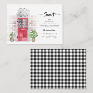 Invitación móvil de la puerta roja de Gingham