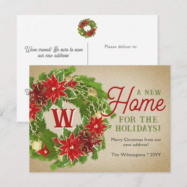 Invitación móvil de monograma de navidades (Anverso / Reverso)