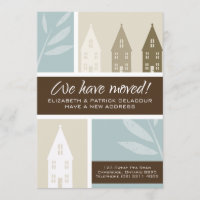 Invitación móvil de silueta de casas marrones