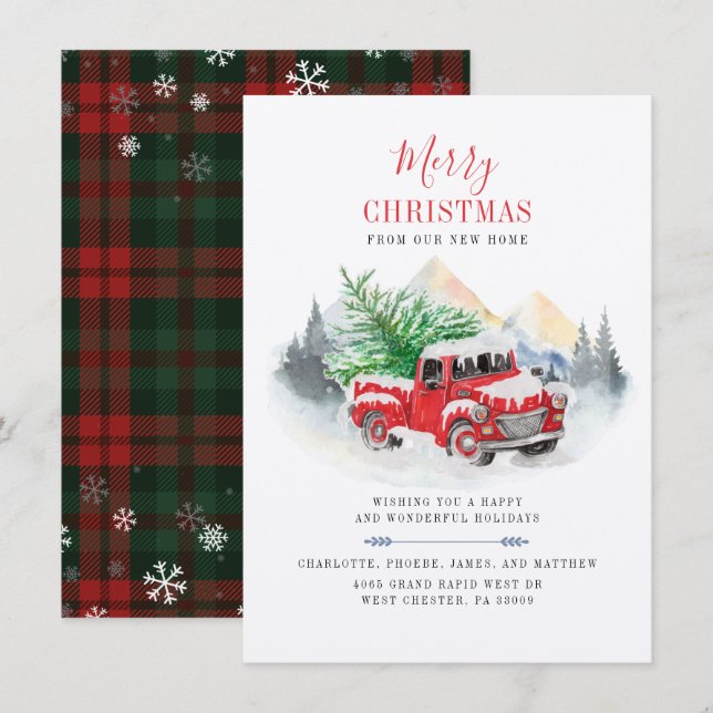 Invitación móvil de vacaciones con copo de nieve (Anverso / Reverso)