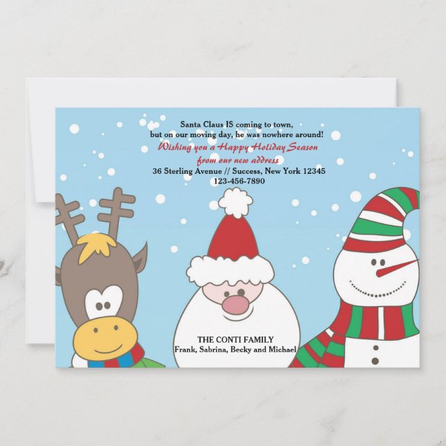 Invitación móvil de vacaciones de Santa y amigos (Anverso)