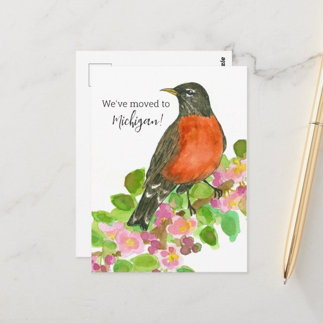 Invitación móvil Michigan Robin Apple Blossom (Anverso/Reverso In Situ)