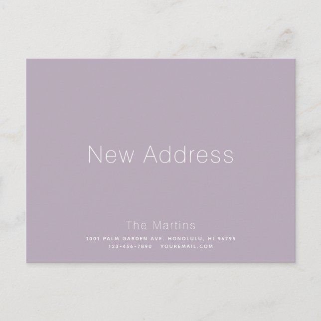 Invitación móvil minimalista Dusty Lilac (Anverso)
