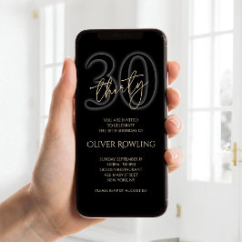 Invitación móvil para cumpleaños número 30 de Oro