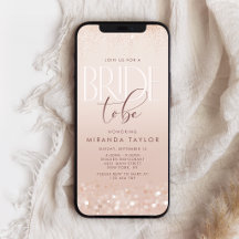 Invitación móvil para ducha de novia en rosa dorad
