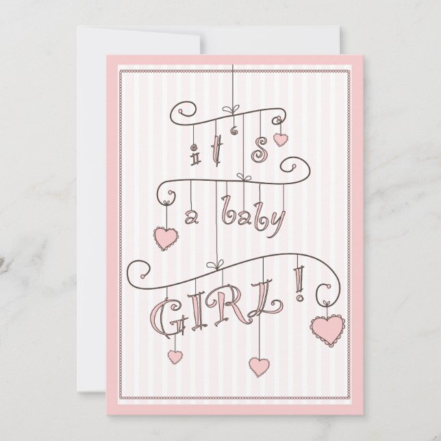 Invitación Móvil rosado Baby Shower de la niña del amor (Anverso)