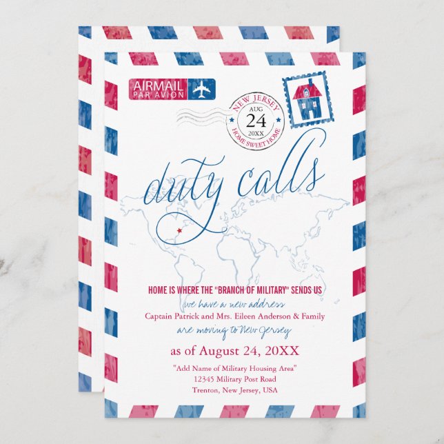 Invitación Movimiento militar del Mapa Mundial del Correo Aér (Anverso / Reverso)