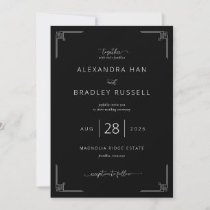 Invitación Movimientos elegantes de llave griega negra