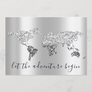 Invitación Movimos el mapa de destino del Boda Gray Globe
