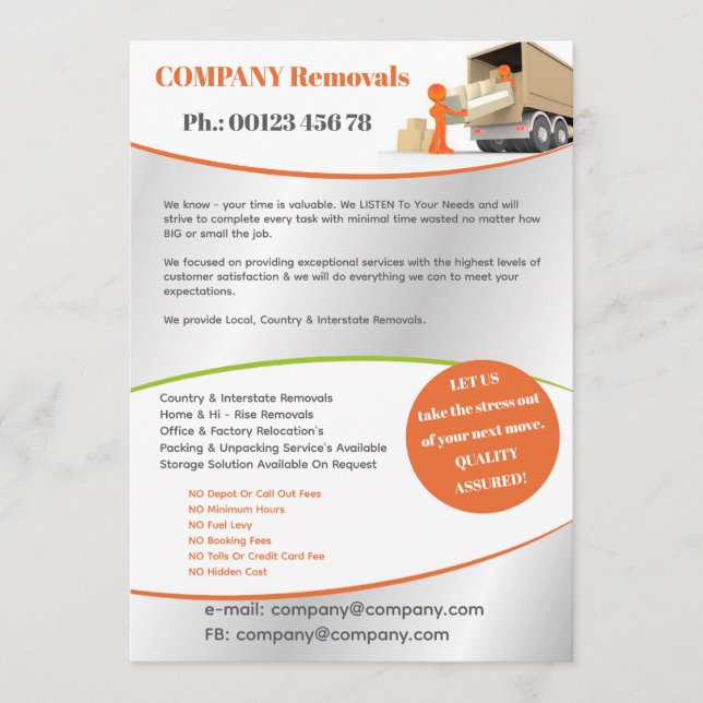 Invitación Moving/ Removals Service Flyer Template (Anverso)