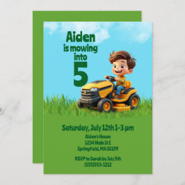 Invitación Mowing into Lawn Mower Birthday Party