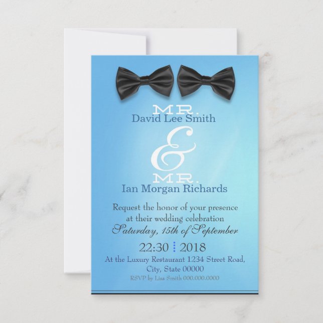 Invitación Mr and Mr with bows (Anverso)