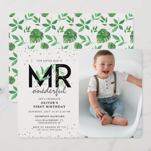 Invitación MR: Maravillosa foto del primer cumpleaños del mod (Anverso / Reverso)