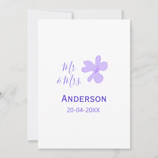 Invitación Mr & Mrs add family name date year wedding favor g (Anverso)