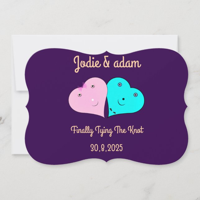 Invitación mr & mrs hearts  (Anverso)