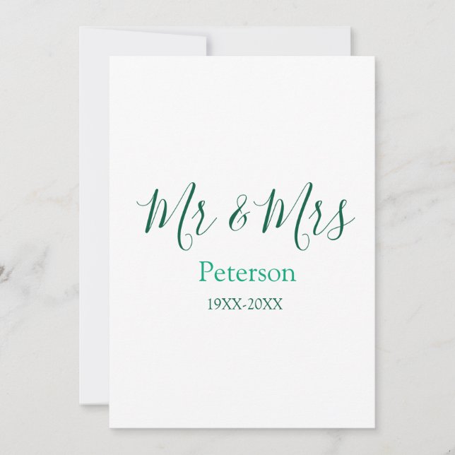 Invitación Mr & Mrs last name married year wedding engagement (Anverso)