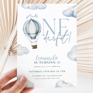 Invitación Mr ONEMaravilloso Hot Air Ballon Boy 1er cumpleaño