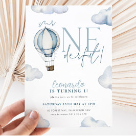 Invitación Mr ONEMaravilloso Hot Air Ballon Boy 1er cumpleaño