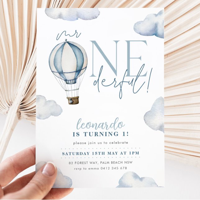 Invitación Mr ONEMaravilloso Hot Air Ballon Boy 1er cumpleaño (Subido por el creador)