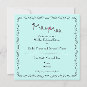 Invitación Mr. y Mrs. Rehearsal Dinner Mint Color
