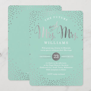 Invitación MRS y MRS STYLISH BODA de plata menta de confetti