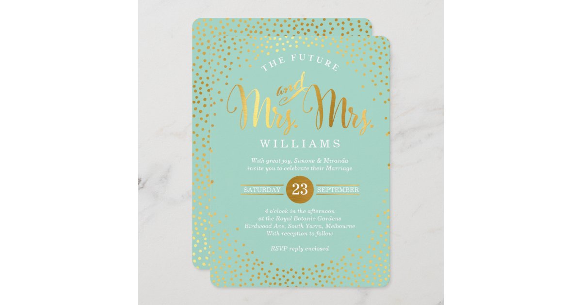 Invitación MRS. y MRS. STYLISH BODA oro confetti | Zazzle.es