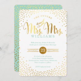 Invitación MRS y MRS STYLISH GLAM BODA oro confetti menta