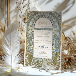 Invitación Mucha Boda azul turbio musulmán Art Nouveau Mucha