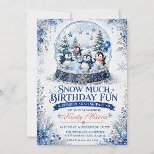 Invitación Mucha Diversión de Cumpleaños de Pingüino Patinand