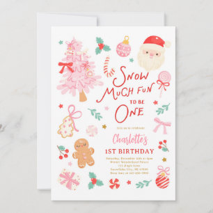 Invitación Mucha Diversión Para Cumplir Un Año En Navidad Cum