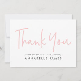 Invitación Muchacha rosa moderna tipografía elegante gracias