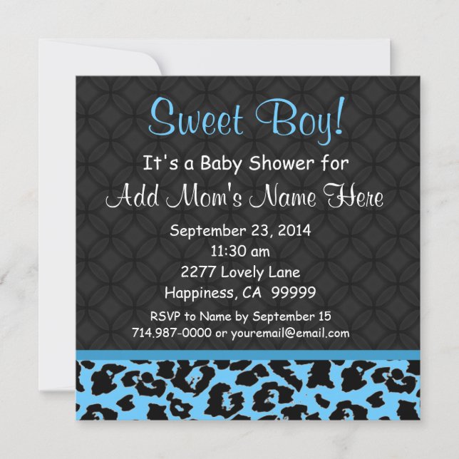 Invitación Muchacho azul Baby Shower B451 del estampado (Anverso)