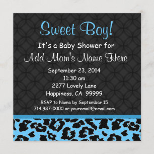 Invitación Muchacho azul Baby Shower B451 del estampado