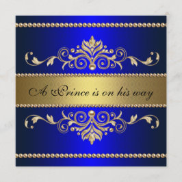 Invitación Muchacho azul Baby Shower del modelo del Flourish