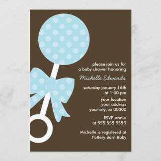 Invitación Muchacho azul Baby Shower del traqueteo