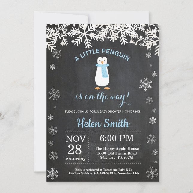 Invitación Muchacho Baby Shower del copo de nieve del (Anverso)