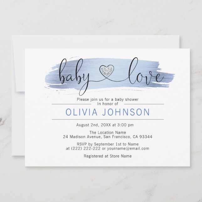 Invitación MUCHACHO blanco azul personalizado Baby Shower del (Anverso)