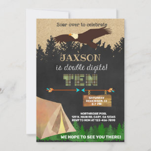 Invitación Muchacho de dos dígitos invito de águila de campin