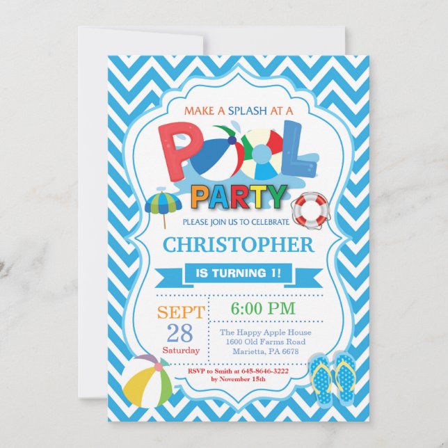 Invitación Muchacho del chapoteo de Splish del verano de la (Anverso)