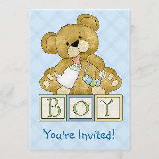 Invitación Muchacho del oso de peluche de Baby Shower