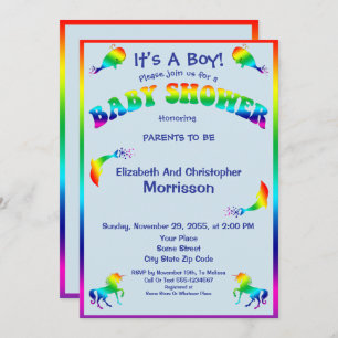 Invitación Muchacho fresco Baby Shower del arco iris con los