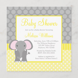 Invitación Muchacho gris amarillo Baby Shower del lunar del