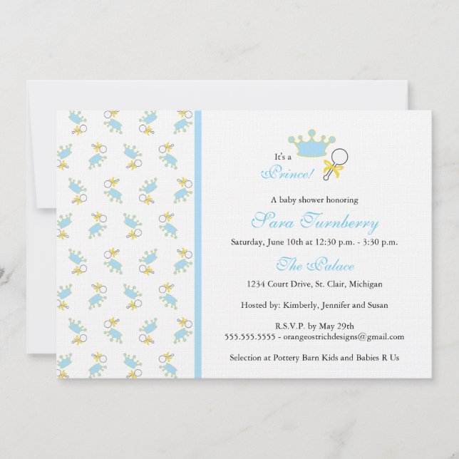 Invitación Muchacho invitado Baby Shower - Principito (Anverso)