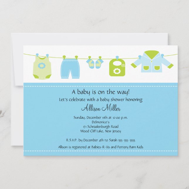 Invitación Muchacho lindo Baby Shower de la cuerda para (Anverso)