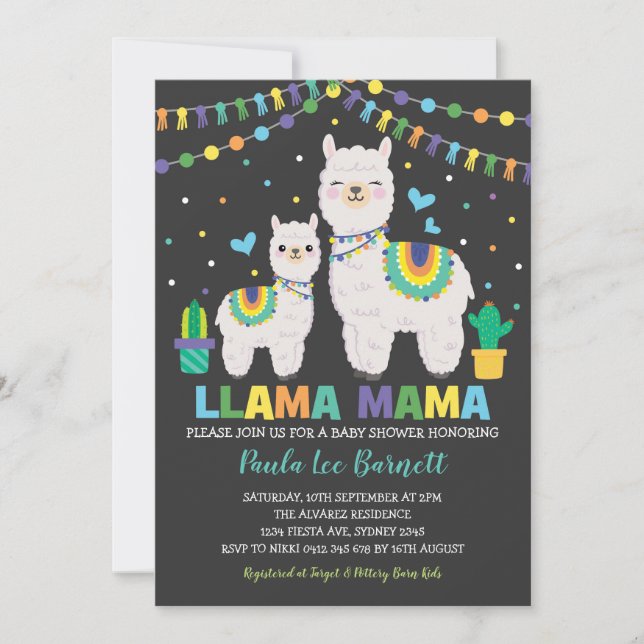 Invitación Muchacho lindo Baby Shower de la llama/alpaca del (Anverso)