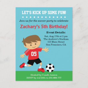 Invitación Muchacho lindo del fútbol, fiesta de cumpleaños