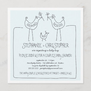 Invitación Muchacho moderno Baby Shower de los pares de la
