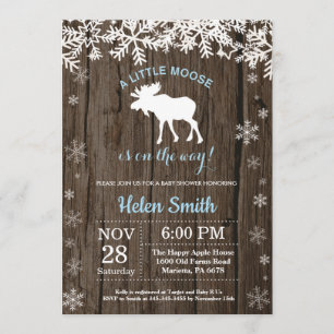 Invitación Muchacho rústico Baby Shower del copo de nieve del