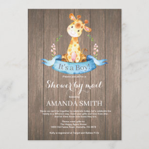Invitación Muchacho rústico Giraffe Baby Shower por invitació