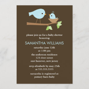 Invitación Muchachos Baby Shower de los pájaros de la mamá y